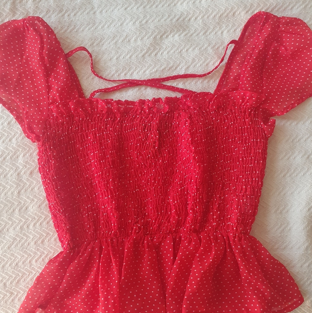 Red polka dot croptop
